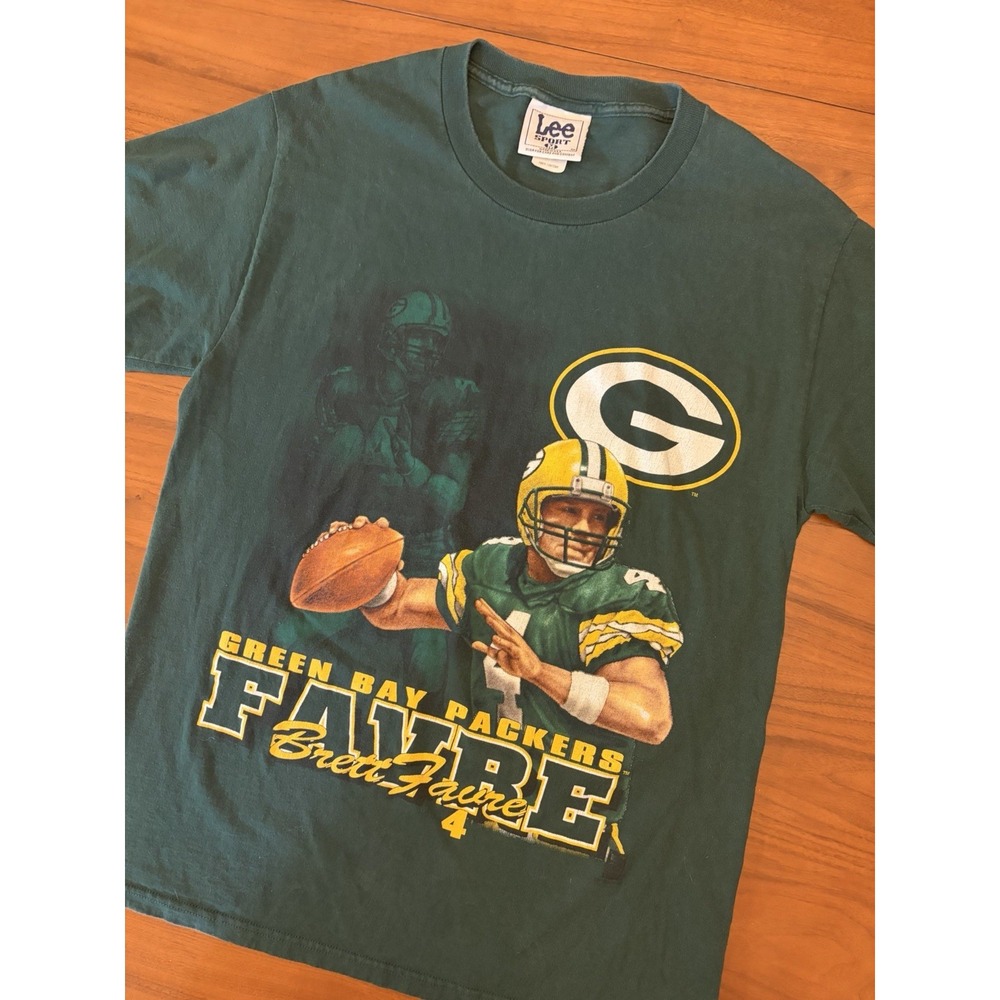Vintage Green Bay Packers Brett Favre T Shirt Mens M Lee Nutmeg 90 1996 USA Made